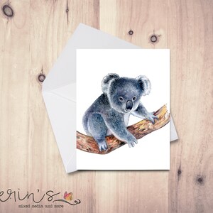 Watercolor Koala Card Set~Animal Note Cards~Recycled Paper Cards~Watercolor Australian Animals~PaintedKoala Greeting Card~Koala Gifts