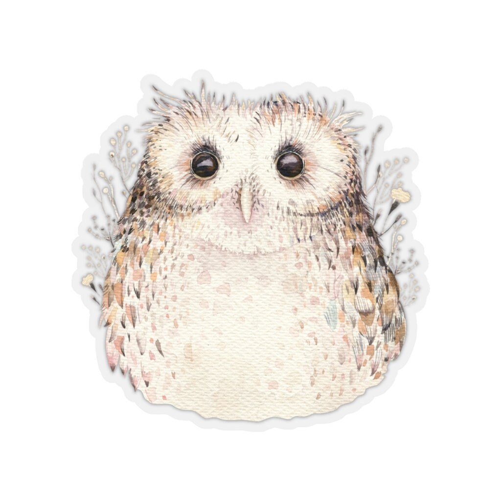 Baby Owl Sticker~Hand Drawn Owlet Kiss-Cut Decal~Woodland Animal Stickers~Gift for Owl Lover~Owl Gif