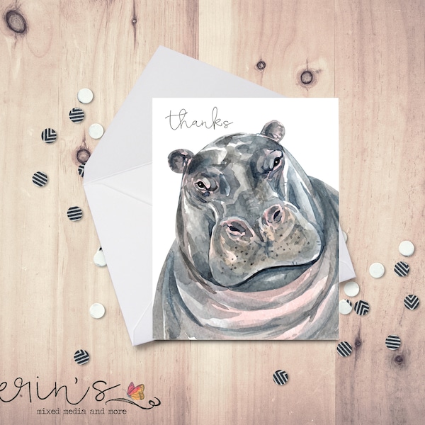 Hippo Card Etsy