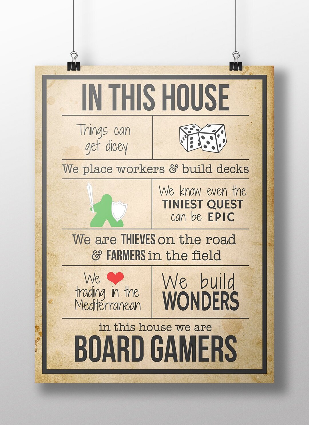 Vintage Style Board Game Geek Wall Arttable Top Game Art Etsy