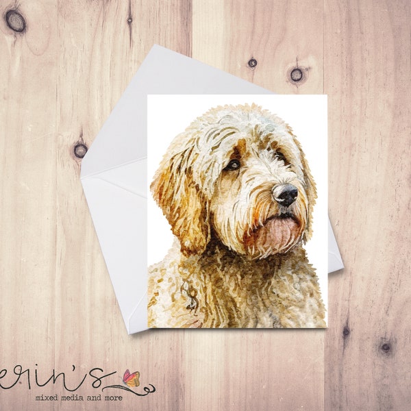 Goldendoodle Note Card~Blank Watercolor Dog Notecards~Canine Stationery~Gift for Dog Mom~Goldendoodle Gifts~Painted Dogs