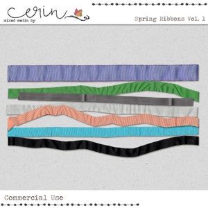 Cintas de primavera digitales~Elementos de uso comercial~Elementos digitales~Recortes sólidos realistas~Suministros de álbumes de recortes digitales~Fibras de collage coloridas