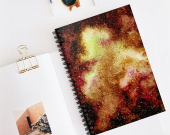 RedBrown Galaxy Lined Spiral Notebook~Cosmic Colors Ruled Journal~Gift for Space Lover