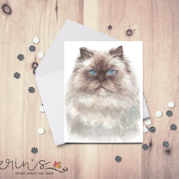 Himalayan Cat Card~Watercolor Cat Blank Cards~Feline Stationery~Gift for Cat Lady~Himalayan Cat Gifts~Pretty Kitty Cat