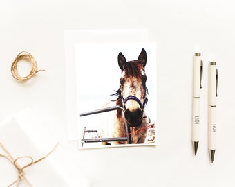 Watercolor Horse Card~Working Horse Notes~Farmhouse Note Card~Rustic Animal Greeting Cards~Gift for Horse Lover