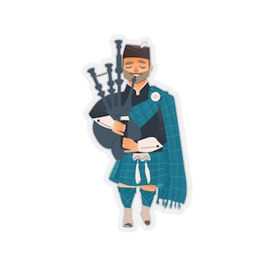 Scottish Bagpiper Sticker~Highland Music Kiss-Cut Decal~Scottish Gifts