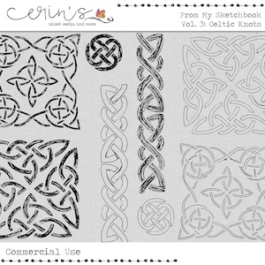 Penned Celtic Knots~Triquetra Stamps~St. Patrick&#39;s Day Scrapbook Elements~Commercial Use Celtic Stamps~High Quality Commercial Use