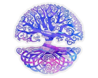 Watercolor Tree of Life Sticker~Celtic Knot Tree Kiss-Cut Decal~Water bottle stickers