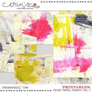 Papeles imprimibles de medios mixtos de primavera ~ Páginas imprimibles de diarios basura ~ Fondos de collage coloridos ~ Iniciadores de diarios de medios mixtos