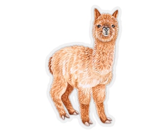 Alpaca Sticker~Watercolor Kiss-Cut Alpaca Laptop Decal~Clear Back Sticker~Farm Animals Decals~Alpaca Gifts~Llama Sticker
