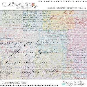 Sellos y pinceles de escritura descoloridos ~ Elementos de uso comercial de diario basura digital y álbum de recortes ~ Uso comercial de alta calidad ~ Acentos escritos a mano