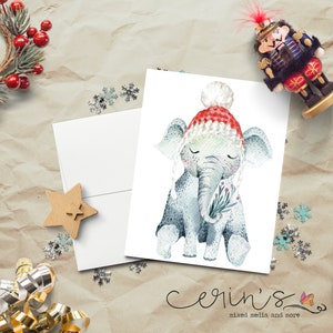 White Cotton Cards Weihnachtskarte Für Enkel – Handgefertigt Mit Elefant & Affe, Glitzer, 16x16cm