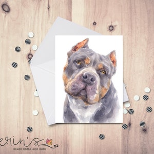 Pitbull Note Card~Blank Watercolor Dog Notecards~Canine Stationery~Gift for Dog Mom~Pitbull Gifts~Big Dog Gifts