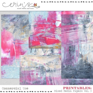 Printable Scraped Paint Mixed Media Papers~Junk Journal Printable Pages~Colorful Collage Backgrounds~Mixed Media Journal Starters
