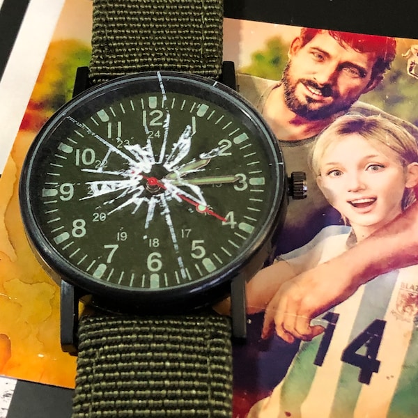 The Last of Us Watch | TLOU Joel's broken* Birthday present watch | The Last of Us Part 1 broken watch + cracked sticker cosplay gift...