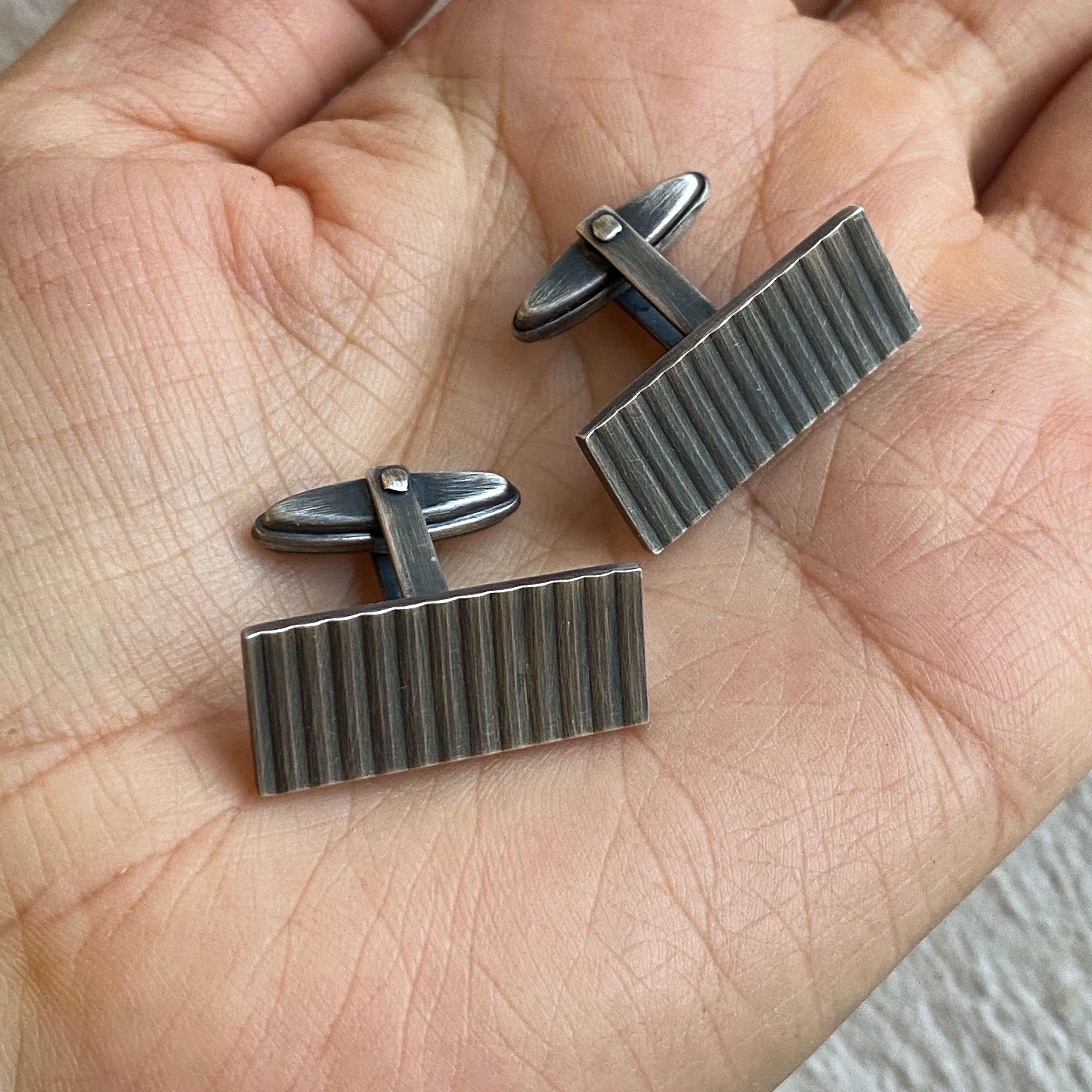 Boutons De Manchettes Anciens En Argent Massif 835 - Référence F 18 - Occasion