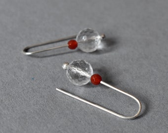 Pendientes Rock Crystal & Carnelian 925 Plata