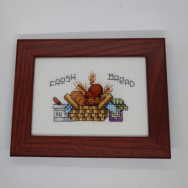 Fresh Bread,Loves Bread, Kitchen Decor, Loves To Bake Breads,Baker,Completed/Finished Cross Stitch, Handmade,Modern,Needlework Art