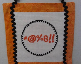 Grawlix/Swearing Symbols,Humorous Completed Cross Stitch Wall Hanging,Finished Cross Stitch, Home Decor,Office Decor,Modern