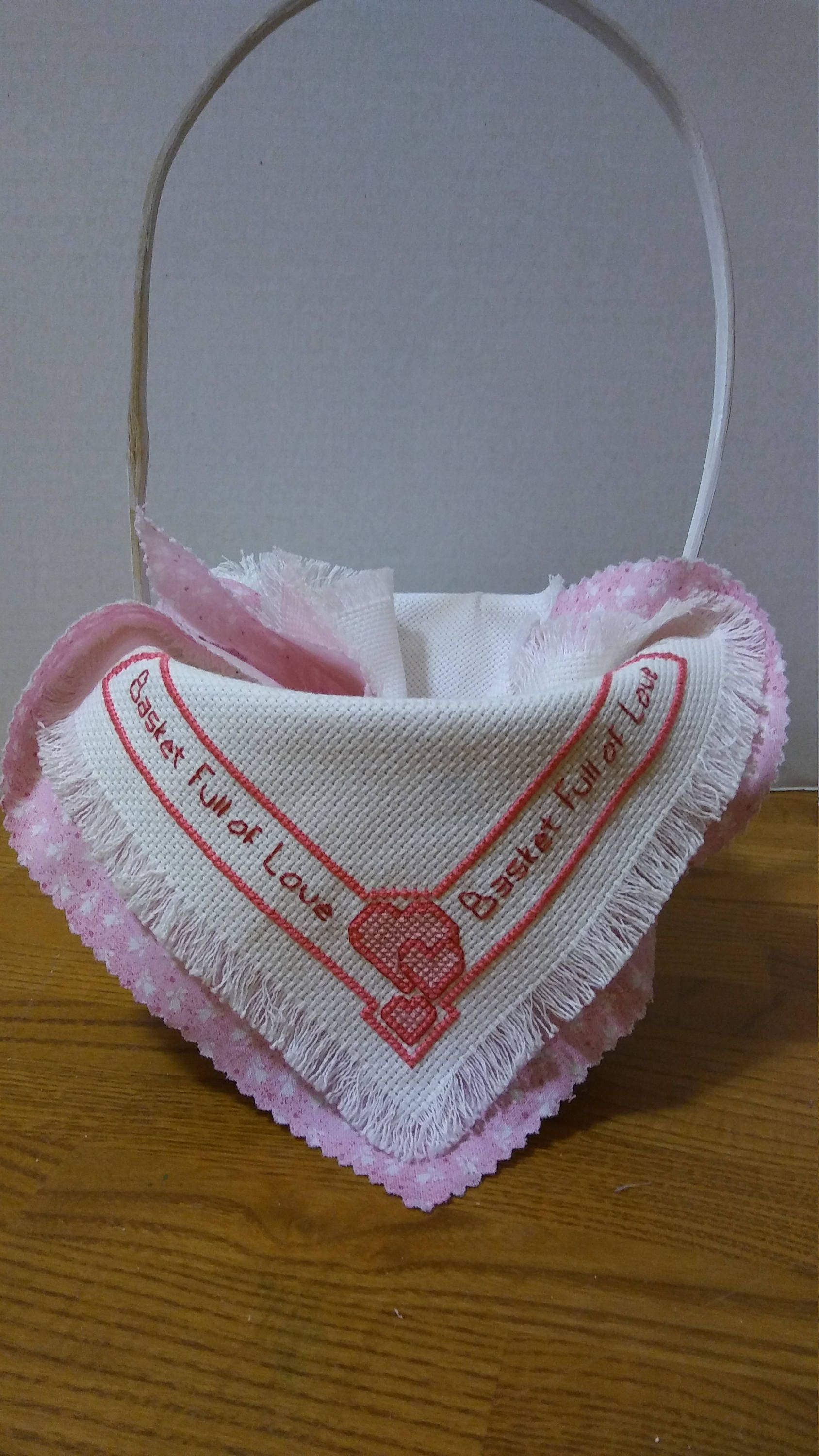 Pink Hearts Basket Full Of Love saying on Etsy