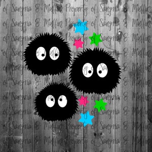 Soot Sprite Set with Star Food, Car Decal, Window Decal, Soot Sprite Stickers, Cute Sprites, Soot Stickers
