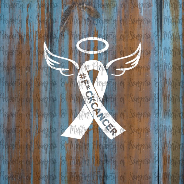 F*ck Cancer Angel Memorial - Cancer, Turrets, Breast Cancer, Lupus, Caregiver - Car, Window, Laptop, Tablet, Cancer Loss Ribbon, Memorial