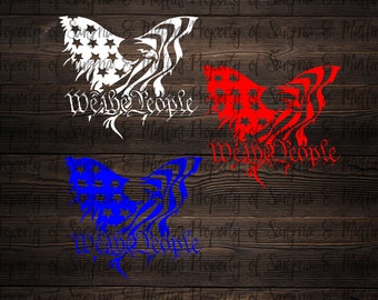 Front Facing Wing Spread American Flag Eagle Holding WE THE PEOPLE Decal / Sticker
