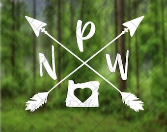 Love with Crossing Arrows Decal: Oregon Pride Vinyl Sticker (Multiple Sizes)