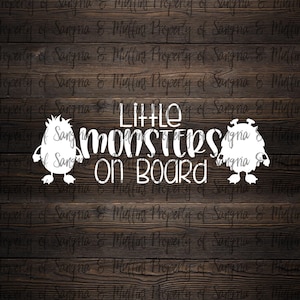 Little Monsters on board, kids on board, mini van sticker, window sticker, car decal, kids sticker, caution sticker, monster sticker