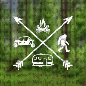 Camping Sasquatch Decal - Bigfoot Side by Side Sticker