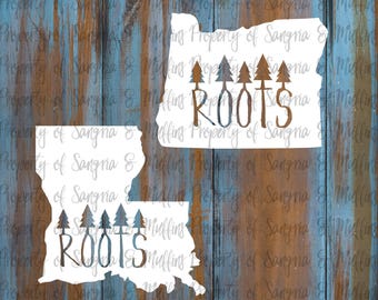 State Roots Vinyl Aufkleber, Baum Design für Auto und Laptop (verschiedene Größen)
