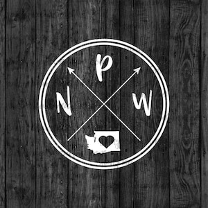 Washington State PNW Badge, Pacific Northwest Badge, Made In Washinton, Pacific Northwest Pride, Washington Hiking Decal