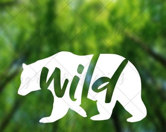 Wild Bear decal - car decal - window decal - laptop decal - tablet decal - hiking, travel, outdoors decal