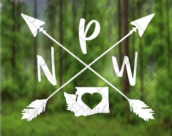 Pnw Vinyl Decal, Crossing Arrows Sticker | Oracal 651 Gloss Finish | Car Window, Laptop, Water Bottle - Sizes