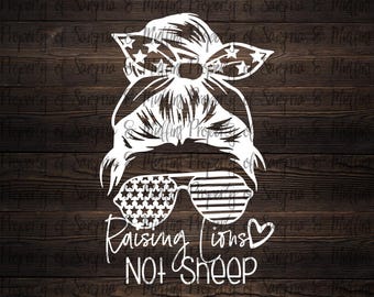 Kids on Board Decal: Stars and Stripes Raising Lions Not Sheep - Vinyl Sticker