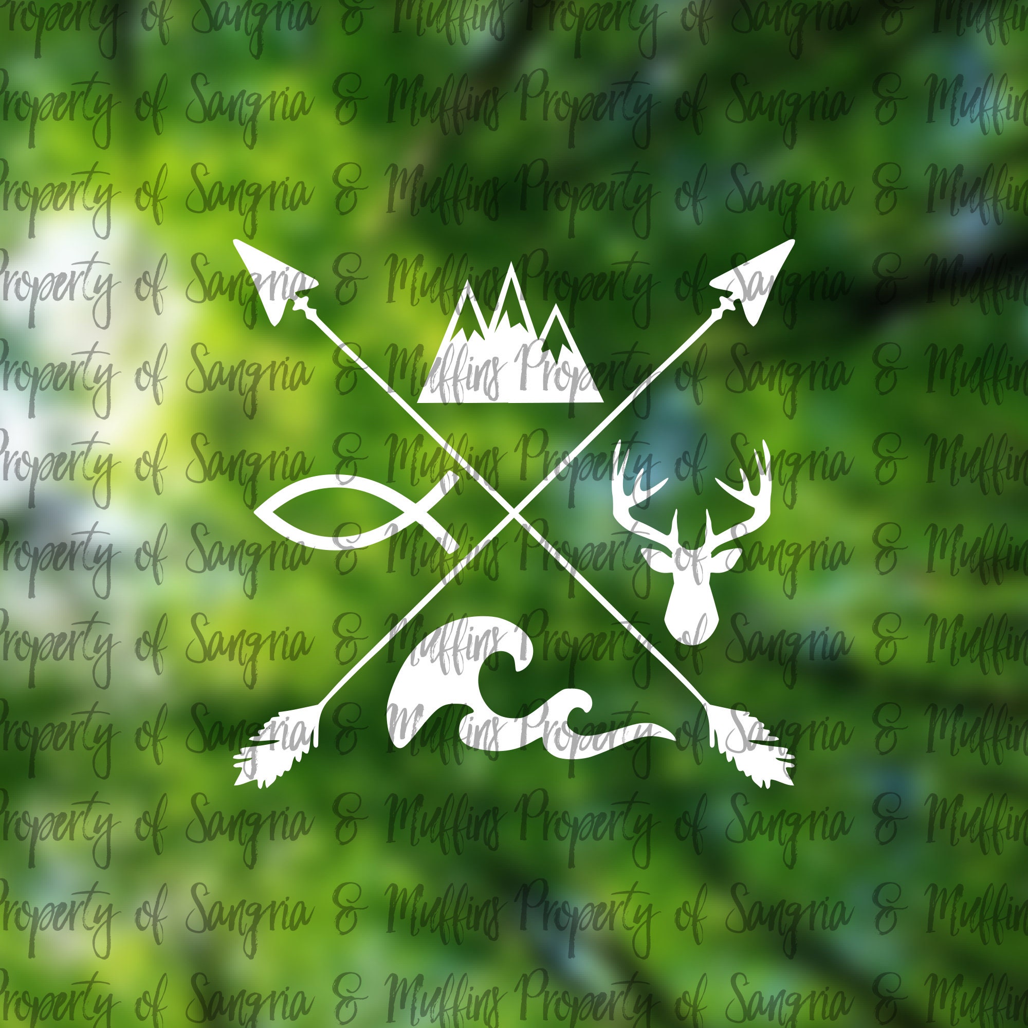 Mountains, Deer, Ocean, Religious, Arrow Decal, Hunting Decal, God Decal,  Beach Decal, Mountain Love, Hunter Gift, Hiking Gift, Camping Gift 