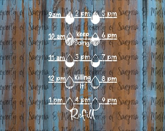 Water Tracker Decal: Stay Hydrated with 3 Refill Marks (Vinyl, Glossy)