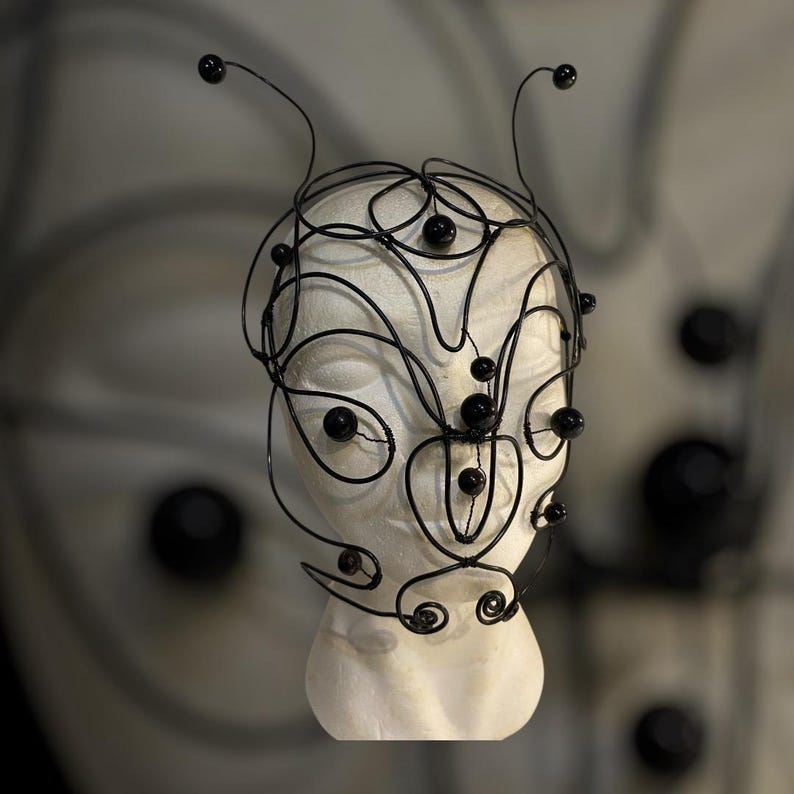 Black Face Mask Wearable Art Unique Face Jewelry Fashion Mask Wire ...