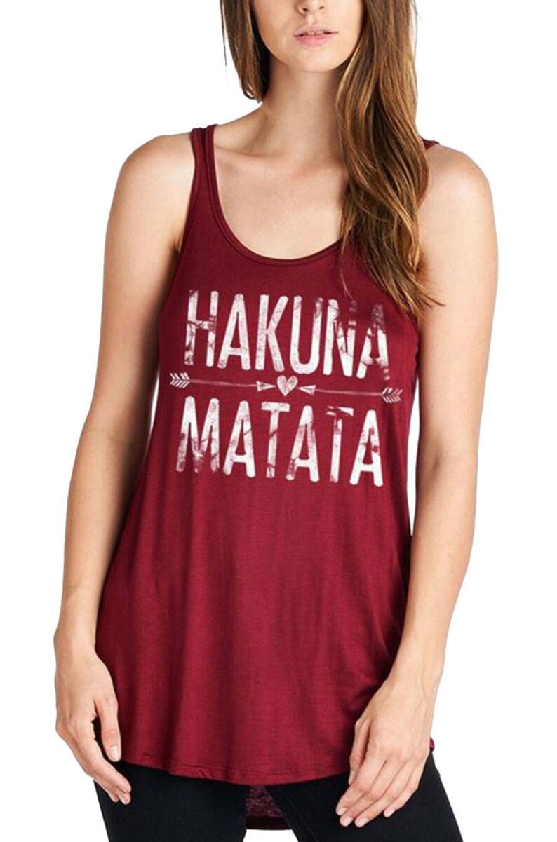 Women's Hakuna Matata Graphic Tunic Top - Long Sleeve, Soft Cotton Blend, With Pockets