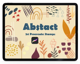 24 pennelli astratti Procreate: timbri arcobaleno boho (download digitale)
