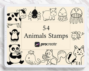 Animali Francobolli Procreate, Simpatici Francobolli Animali, Animali Astratti, Fattoria, Pennelli, dipinti a mano, DOWNLOAD ISTANTANEO, Uso Commerciale Incluso