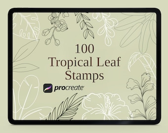 Tropical Leaves Procreate Stamps: 100 Palm & Flower Brushes (Digital Download)