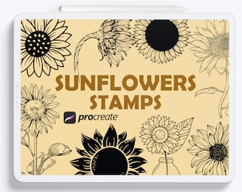 Timbri a forma di girasole per Procreate: pennelli per scarabocchi floreali (download immediato)