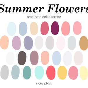 Summer Flowers Procreate Color Palette,  Hex Code, iPad, Color Palette, Swatches, hex code, INSTANT DOWNLOAD, 30 colors