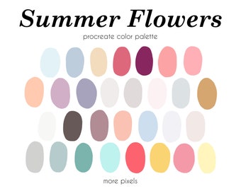 Summer Flowers Procreate Color Palette: 30 Swatches (Instant Download)