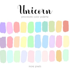 Licorne, Arc-en-ciel pastel, Palette de couleurs procréée, Code hexadécimal, iPad, Palette de couleurs, Nuancier, TÉLÉCHARGEMENT INSTANTANÉ, 30 couleurs