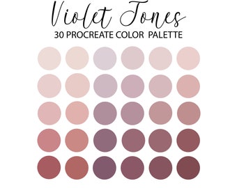 Violet Tones, Plum, Procreate Color Palette,  Hex Code, Purple color palette, iPad, Color Palette, Swatches, INSTANT DOWNLOAD, 30 colors