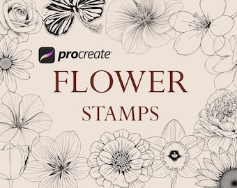 100 timbri floreali Procreate: pennelli per disegni al tratto botanici (download digitale)