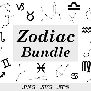 Zodiac Bundle svg png, Zodiac Constellations clip art, Zodiac Symbolen svg, doodle, Silhouet, Cricut, Cutting Files, INSTANT DOWNLOAD