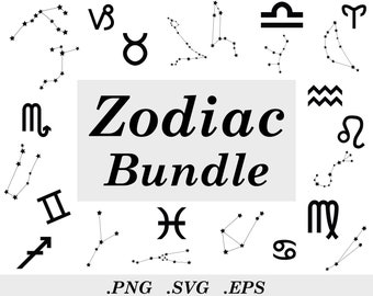 Pacchetto SVG delle costellazioni zodiacali: ClipArt in stile Doodle (download digitale)
